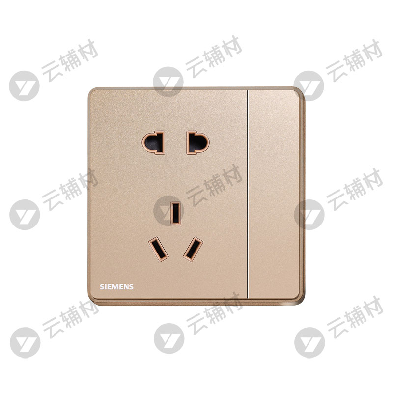 西门子睿致玫瑰金一开双控一开五孔